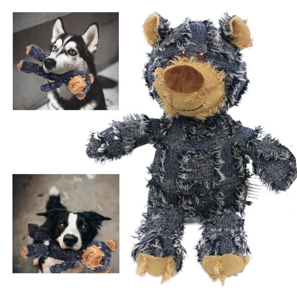 Indestructible Squeaky Plush Dog Toy Heavy Chewer Durable Bear Design - Picture 1 of 5